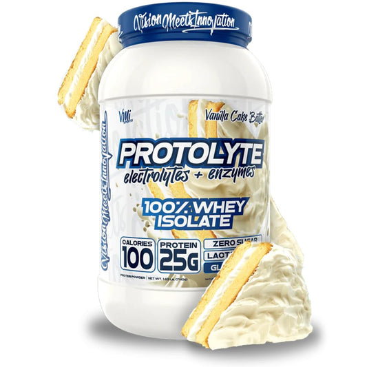 VMI Sports ProtoLyte whey isolate bottle promotes lean muscle support.
