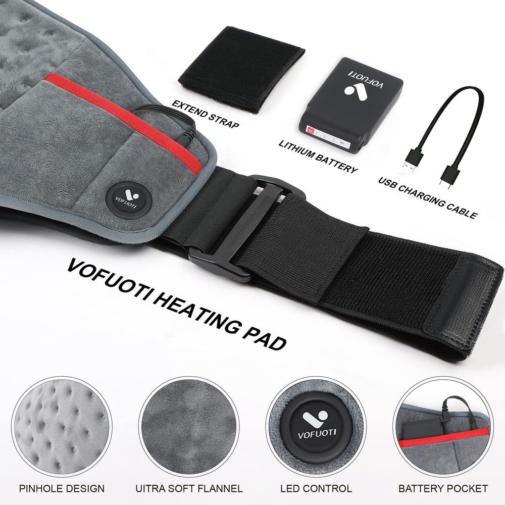 Vofuoti pad in use on back with adjustable strap fits waists.