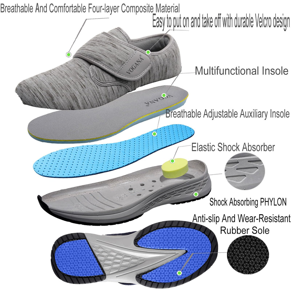 Vogana memory foam insole provides cushioned support.
