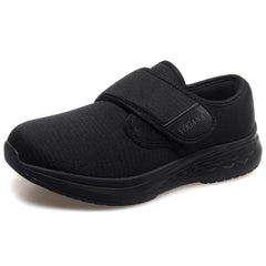 Vogona diabetic shoes for women, black side profile, lightweight comfort for swollen feet.