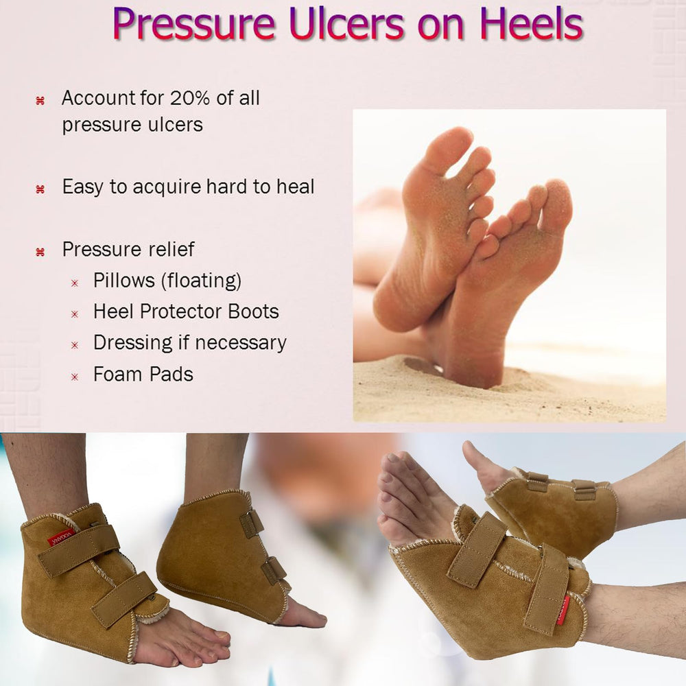 Vogona Fuzzy Heel Protector on a mattress demonstrates bed friendly design