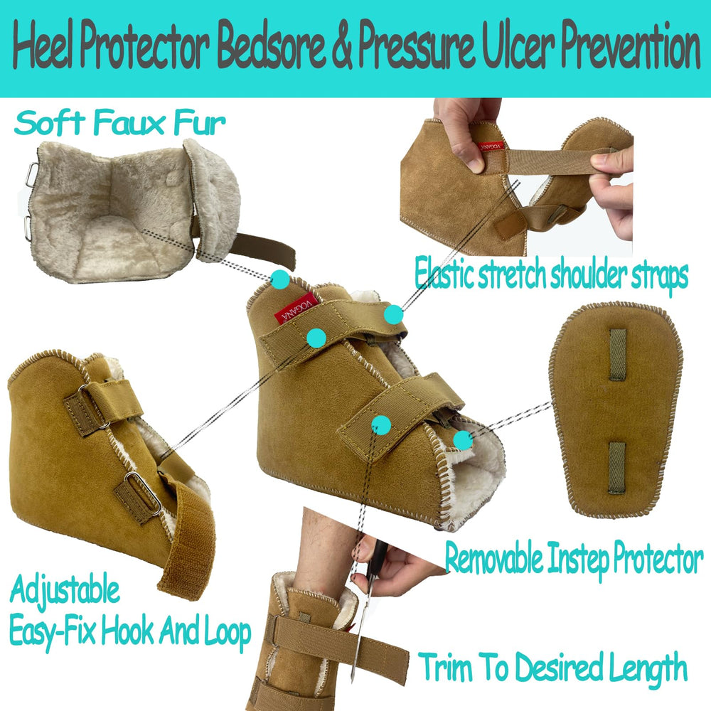 Vogona Fuzzy Heel Protector shows breathable sheepskin lining for comfort