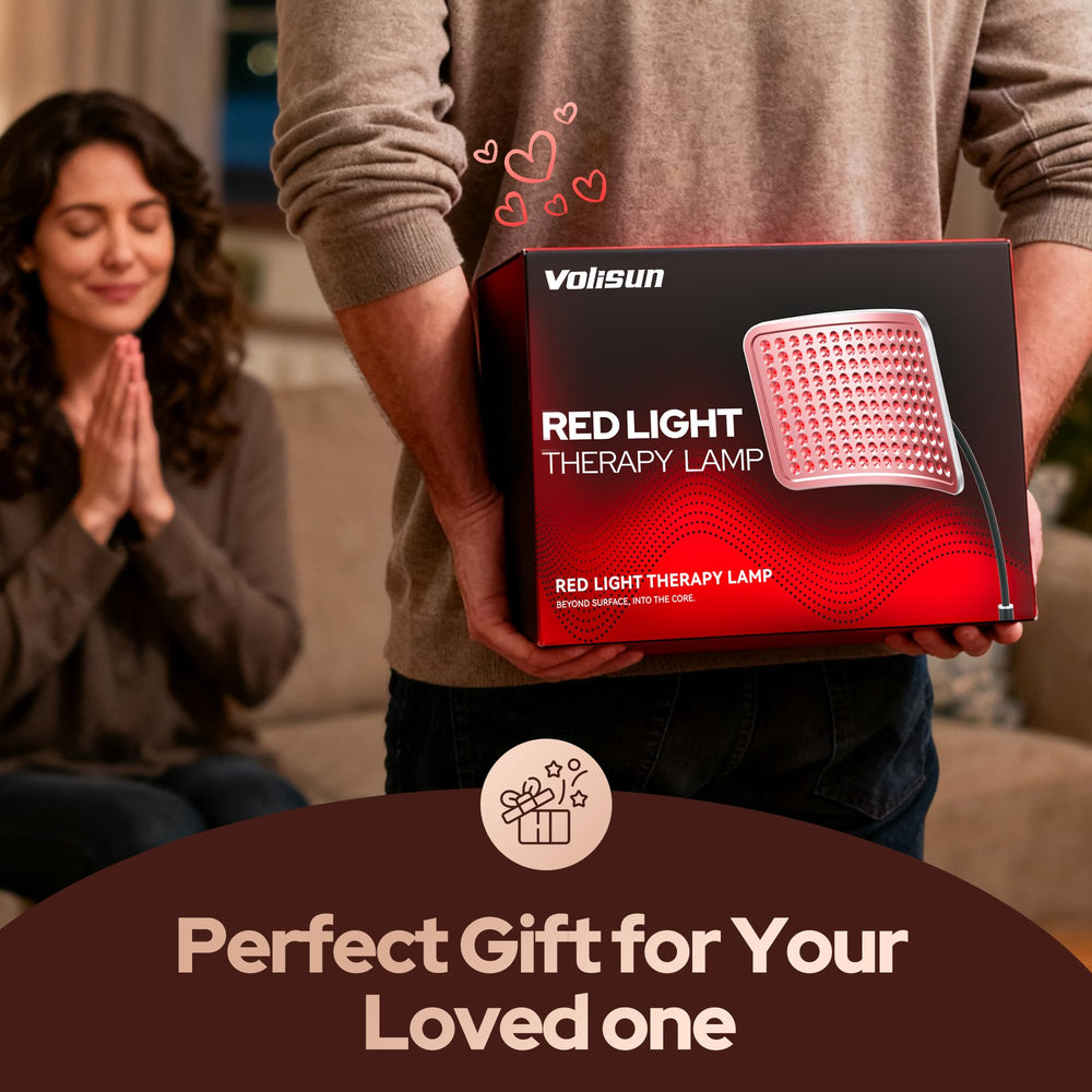 VOLISUN red light therapy lamp compact design for simple home setup.