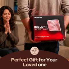 VOLISUN red light therapy lamp compact design for simple home setup.