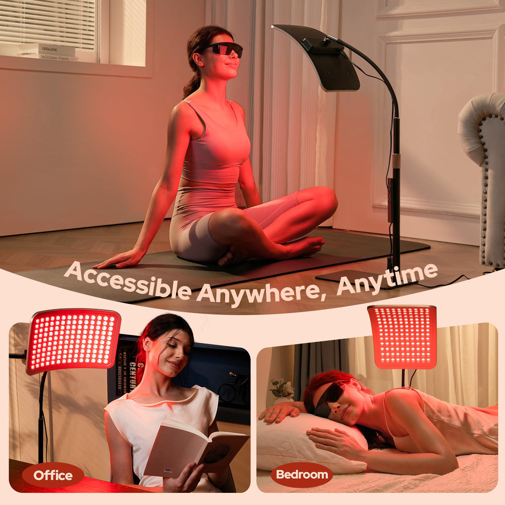 VOLISUN red light therapy lamp 1.2-meter stand supports adjustable positioning.