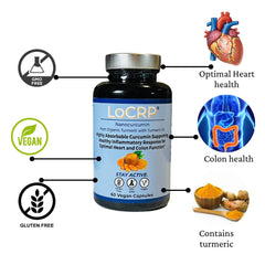 Vonacor LoCRP packaging box demonstrates vegan, gluten-free, non-GMO formulation.