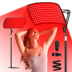 Vortro red light therapy panel focused on the face for smoother texture.