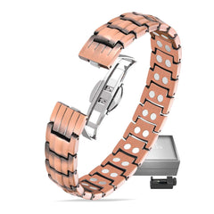 Voryx magnetic copper bracelet front view with double-row magnets for all-day comfort