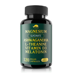 VPKIN magnesium-ashwagandha bottle close-up for daily balance and calm focus
