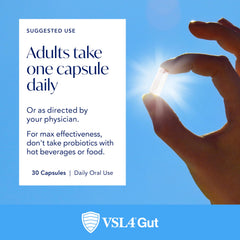 VSL4 Gut Daily Probiotics label notes dairy-free gluten-free vegan properties
