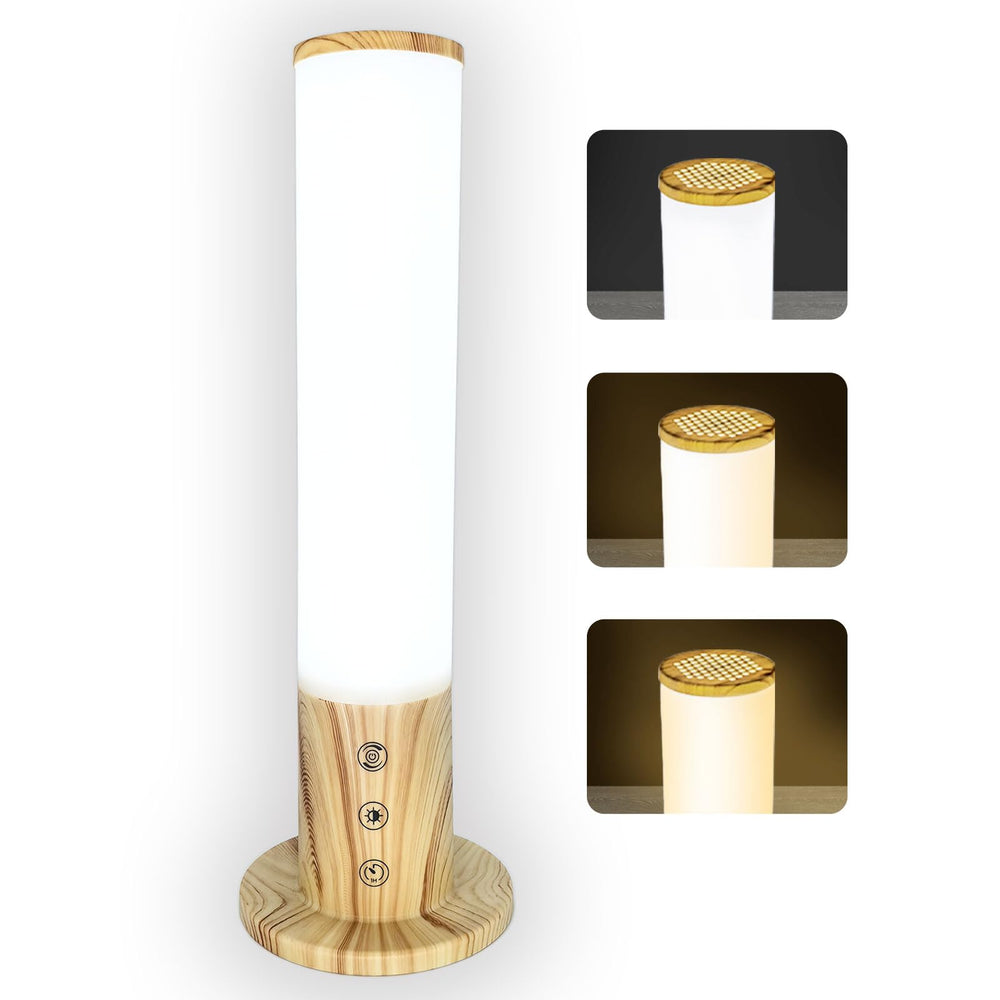 VUSIHOO Light Therapy Lamp with wood grain design adds warm decor and daylight-like illumination