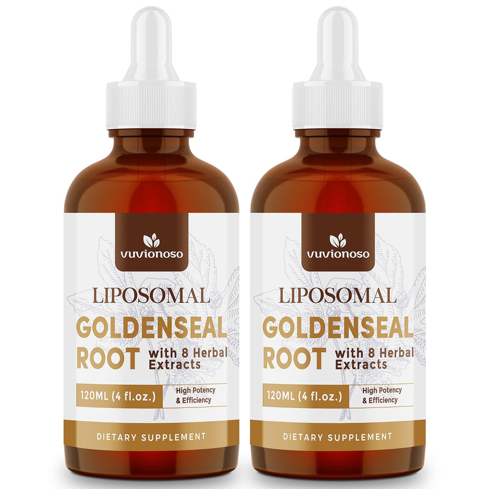 Vuvionoso Golden Seal tincture bottle with dropper for daily immune wellness.