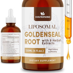 Close-up of drops from the Vuvionoso bottle for easy sublingual use.