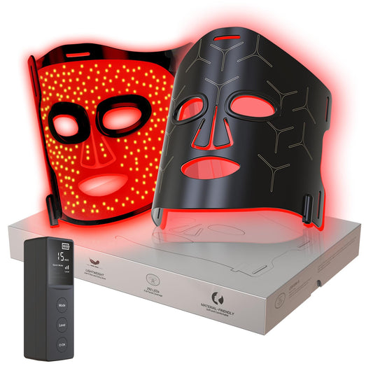 V VYM By Clinmate infrared mask front view promotes radiant, even skin tone.