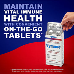 Vymune label highlights berry flavor and no artificial additives.