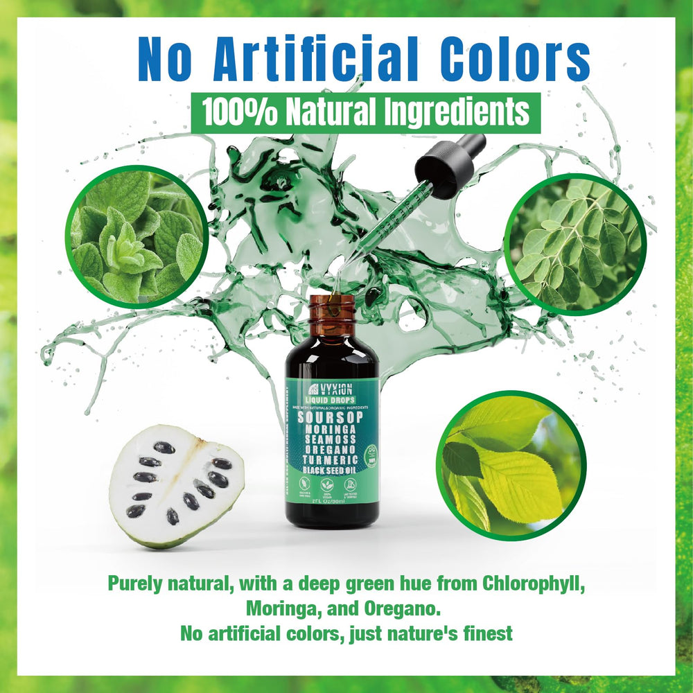 Vyxion USA-made organic label emphasizes non-GMO sourcing and natural composition.
