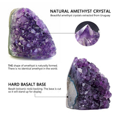 WAFUNNE amethyst geode purple crystal cluster showcasing natural formation and color.