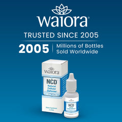 Waiora NCD activation technology visual hints at all-natural drops safety.