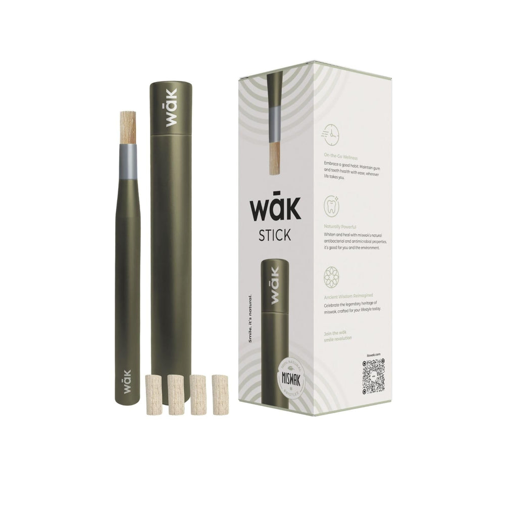 wāk STICK with forest green packaging for on-the-go refresh