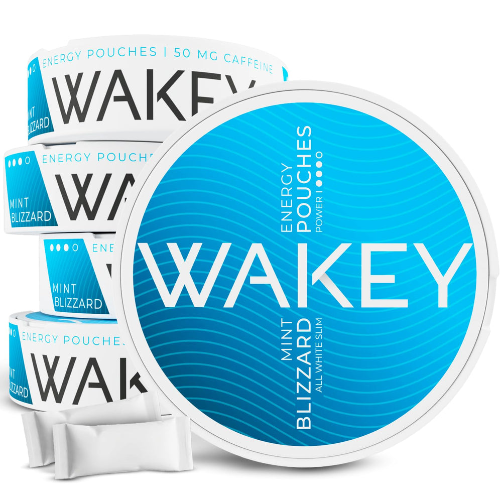Wakey Energy Pouches Blizzard Mint front pack shows compact energy option