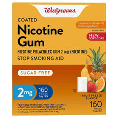 Walgreens 2 mg nicotine gum with fruit coating, 160-piece pack for ongoing cravings