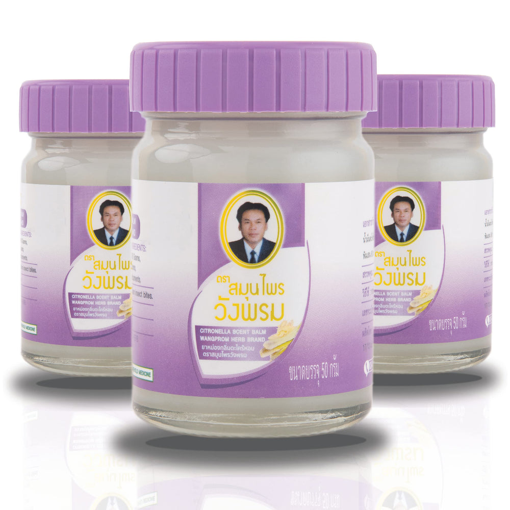 Wang Prom Herbal Balm 50g purple pack; natural ingredients for soothing relief