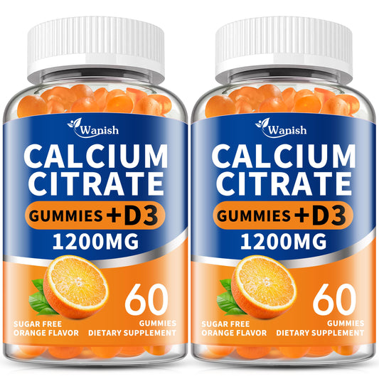Wanish Calcium Citrate 1200mg bottle close-up, for daily bone and teeth support.