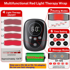 WAPAG red light therapy belt side view with extended belts for coverage