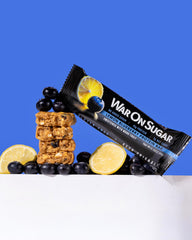 War on Sugar Lemon Blueberry Box 12-count on shelf for convenient snacking