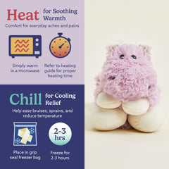 Warmies Hippo lavender scent adds calming aroma during use.