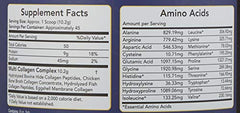 Warrior Strong Wellness collagen powder close-up texture and non-GMO label.