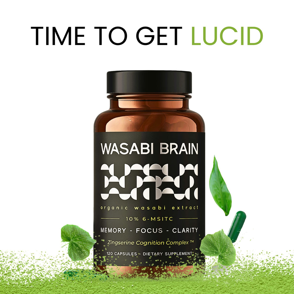 WASABI BRAIN ingredients chart illustrating Phosphatidylserine, Citicoline and magnesium.