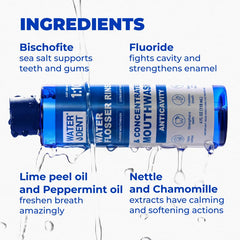 WATER DENT additive bottle showing 1:10 concentrate label for up to 44 oz