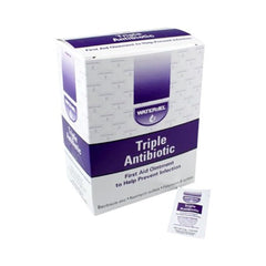 Water-Jel triple antibiotic ointment in a rectangular packet for minor wounds.