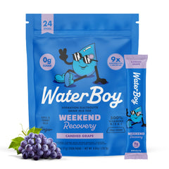Waterboy Weekend Recovery grape stick provides a flavorful electrolyte boost after workouts.