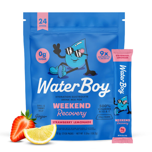 Waterboy Weekend Recovery strawberry lemonade stick for on-the-go hydration