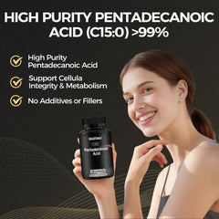 WAUSTOMAY Pentadecanoic Acid label closeup highlighting purity.