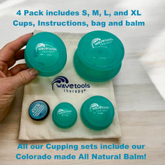 Close-up of Wavetools Therapy teal cups showing smooth glide.