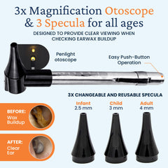 Ear basin and high-output spray bottle shown for easy rinsing