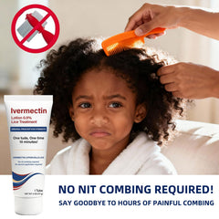 Wdelya Ivermectin Lotion applied to dry hair for fast use.
