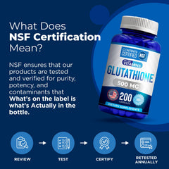 We Like Vitamins glutathione bottle close-up highlighting 200 capsules supply