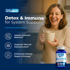 We Like Vitamins glutathione capsules poured into hand, portability friendly