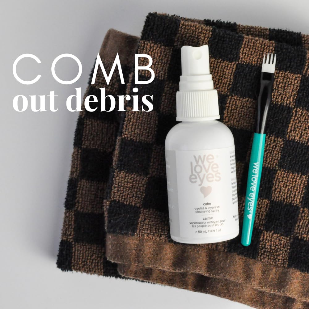 We Love Eyes chamomile eyelid hygiene routine visual for daily care.