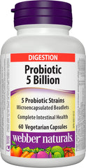 Webber Naturals Complete Probiotic bottle with 60 capsules for daily gut balance.