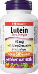 Webber Naturals extra strength lutein softgel bottle for daily eye routine.