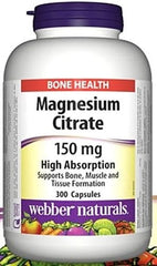 Webber Naturals Magnesium Citrates high absorption capsules for daily magnesium support.