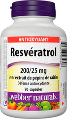 Webber Naturals Resveratrol grape seed-extract tablet closeup highlights dual-ingredient support