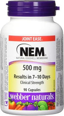 Webber Naturals Super NEM capsules close-up highlights convenient daily dose for joint support.