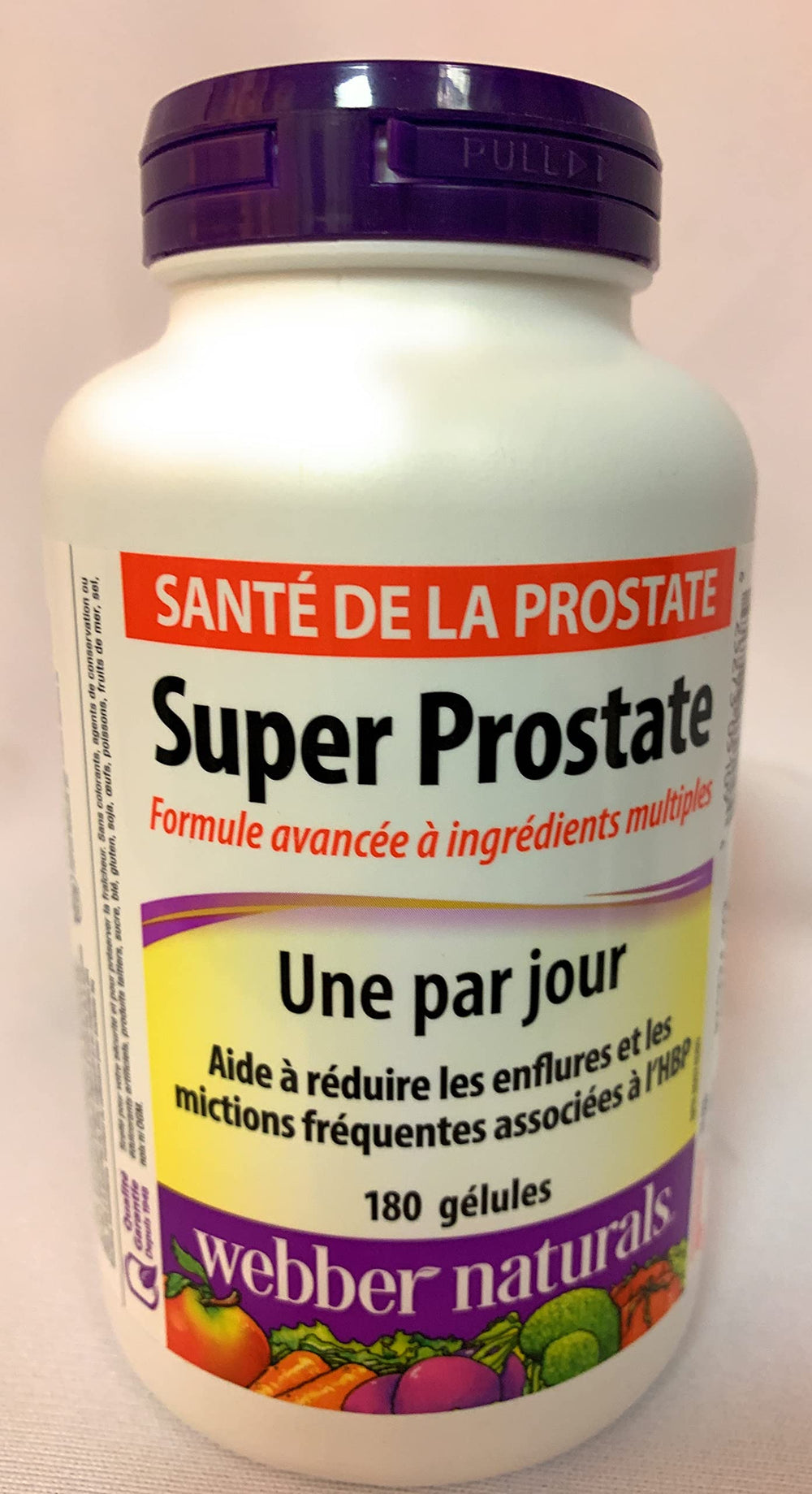 Webber Naturals Super Prostate label emphasizes non-GMO formula for daily wellness.