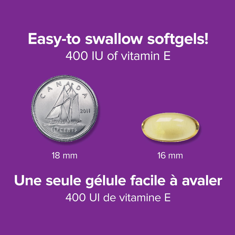 Webber Naturals Vitamin E softgels bottle on a clean surface for everyday antioxidant support